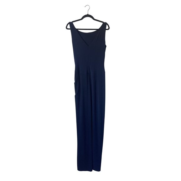 Lauren Ralph Lauren Evening Gown Size 8 Navy Blue Wrap Maxi Stretch Embellished - Picture 4 of 9